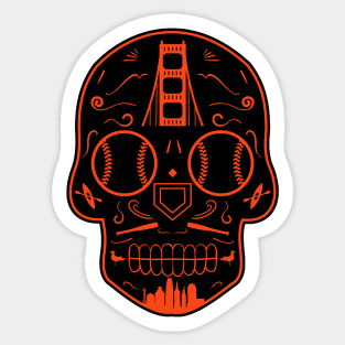 San Francisco Baseball Sugar Skull Sticker